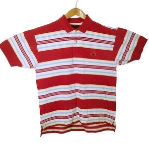 Vintage 80s Alexander Julian Colours Polo Rugby Top -M Bold Striped 1/4 Buttons